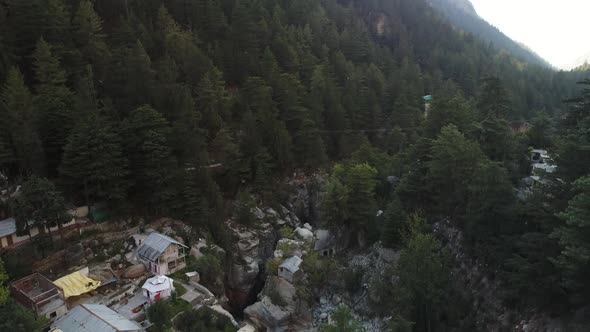 Gangotri valley in the state of Uttarakhand in India seen from the sky