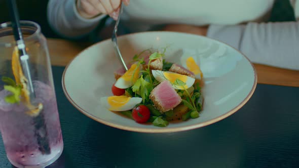 Appetizing Salad in White Plate