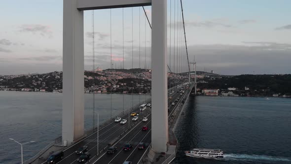 Drone hyperlapse of Bosphorus Suspension Bridge (15 July Martyrs Bridge)