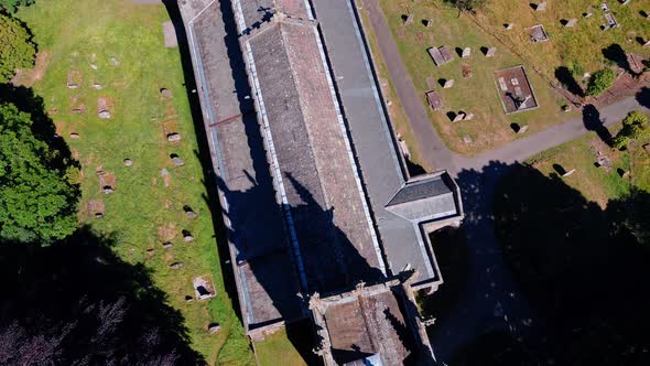 Ariel Drone footage of St Andrew's Church, in the town of Aysgarth. A Lovely peaceful church by the