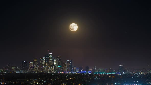 SuperMoon Rising Over Downtown Los Angeles