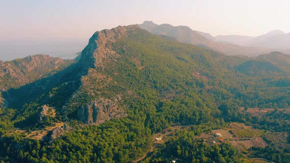 Aerial Drone View of Village in Green Mountain Valley