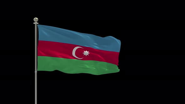 Azerbaijan Looping Of The Waving Flag Pole With Alpha