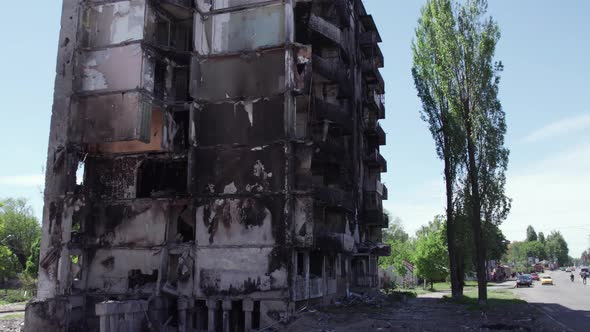 Borodyanka Ukraine  a Destroyed Building During the War Bucha District