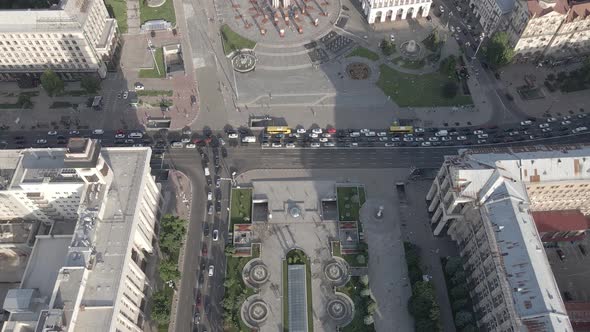 Kyiv. Ukraine: Independence Square, Maidan. Aerial View, Flat, Gray