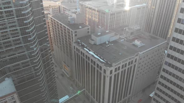 aerial and cinematic footage of buildings in downtown Minneapolis, city