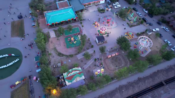 Aerial View of Children's Attractions From a Drone