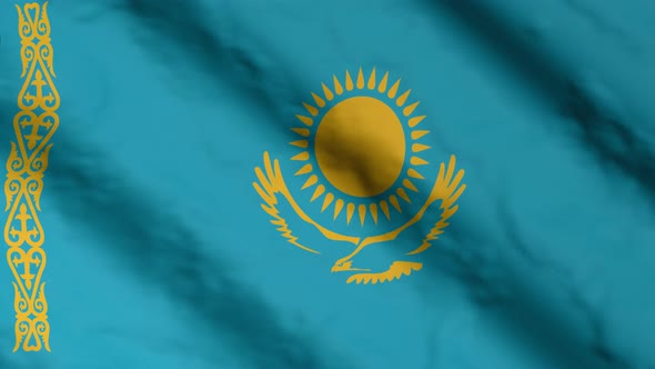 Kazakh flag waving in the wind.