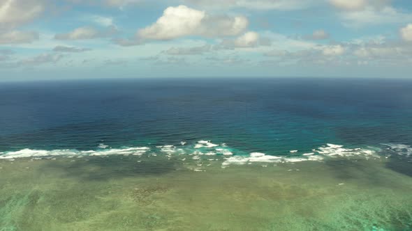 Seascape Blue Sea Sky with Clouds and Islands