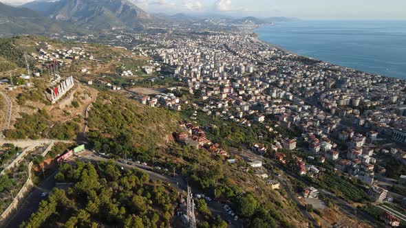 Aerial View Alanya Turkey  Resort Town Seashore