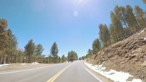 POV point of view -Driving through Rocky Mountain National Park in the Spring.