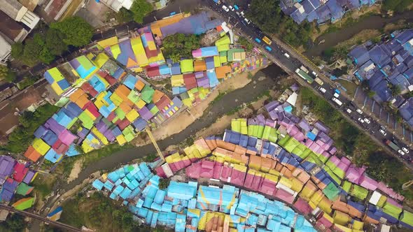 Top Down shot in Jodipan the Rainbow Village