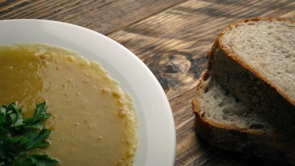 Soup And Bread Simple Rustic Meal