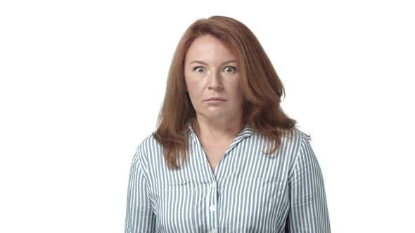 Shocked Mature Redhead Woman Realise Terrible Thing Happened Start Breathing Heavily Pop Eyes