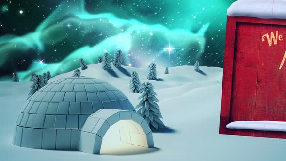 Igloo with merry christmas message