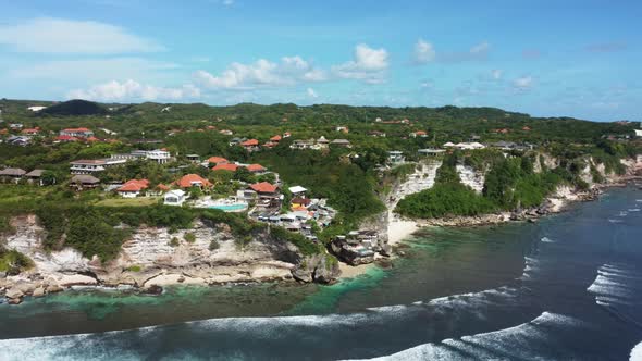 Fly Along Uluwatu Cliff Blue Ocean Sky