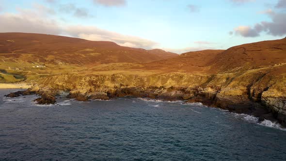 Aerial View of the Beautiful Coast By Port in County Donegal - Ireland