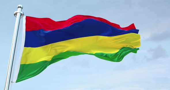 Mauritius Flag Waving Loop  4 K