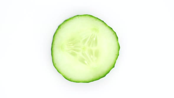 Cucumber top view rotate on white background