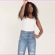 Young African Woman Curly Hair Wears White Tank Top Shirt Dance - VideoHive Item for Sale