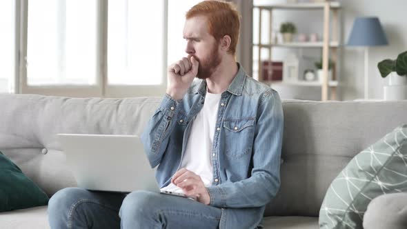 Cough, Creative Beard Man Coughing at Work