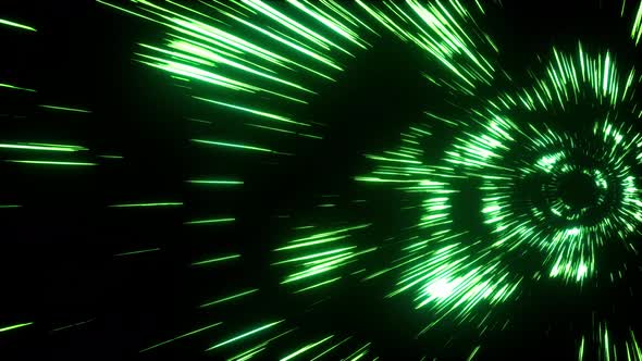 Green Streak Light Particle Tunnel 4K 02