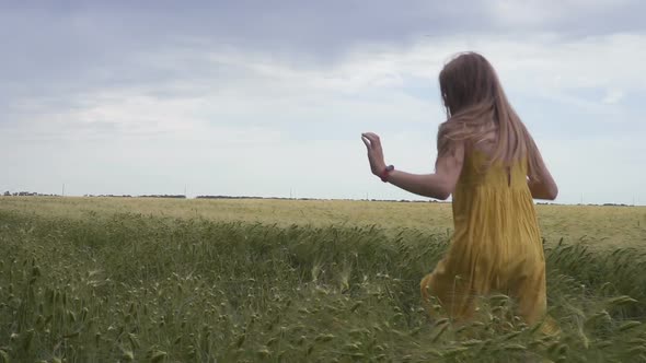 Child Girl Running In The Field 2 alt