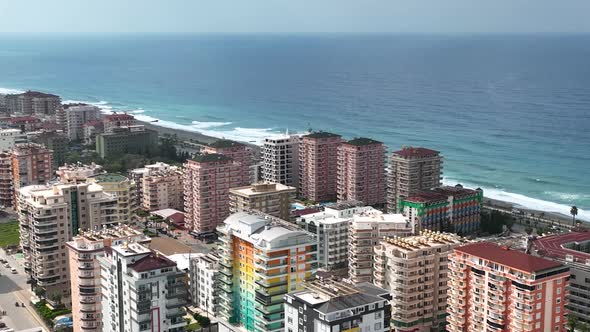 View of the city of Alanya aerial view 4 K