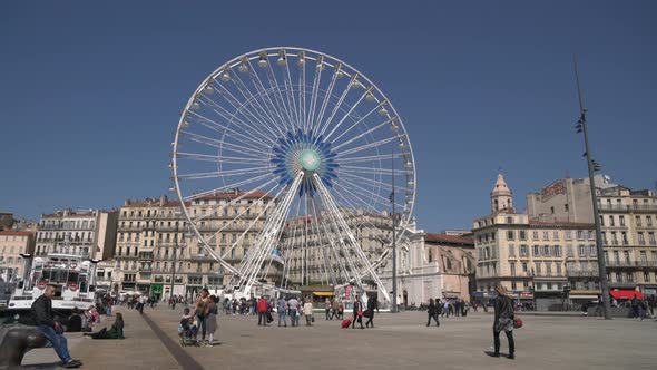 A Ferris Wheel on a waterfront