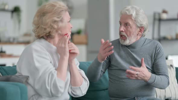 Angry Old Man Fighting with Old Woman at Home Couple