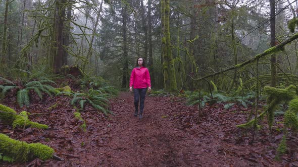 Adventurous Girl Hiking in Canadian Nature