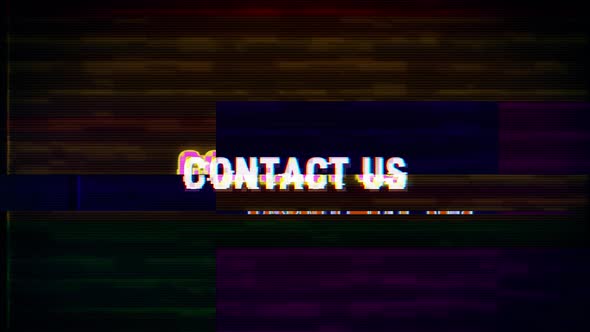 Contact Us text with glitch effects retro screen