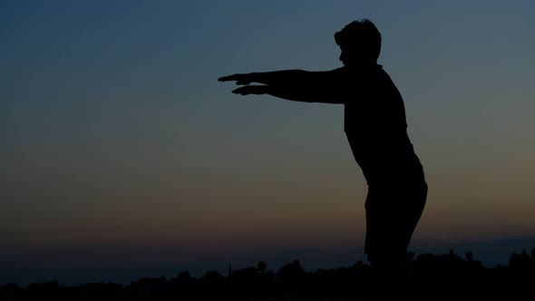 Squat Movement Silhouette Man