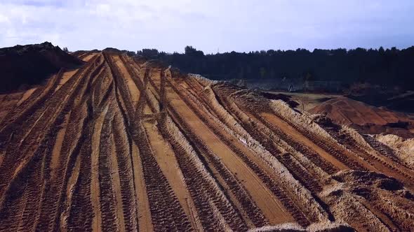 Quarry with many wheel traces