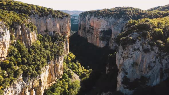 Aerial view of a canyon in Navarra, Spain