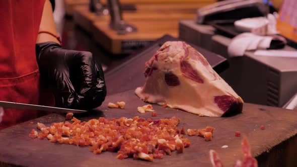 Cook Prepare Jamon for the Slicing