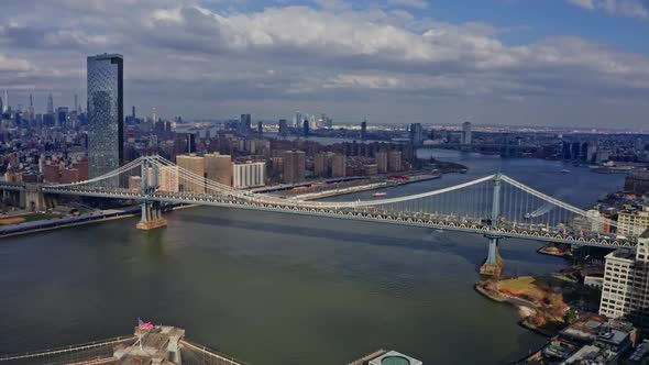 Brooklyn and Manhattan Bridges Across East River