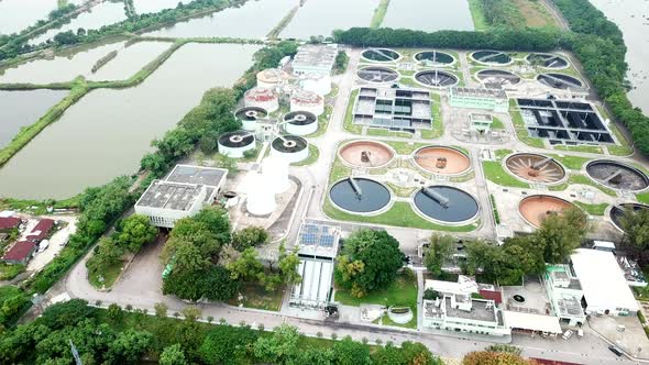 Top view of Sewage treatment plant