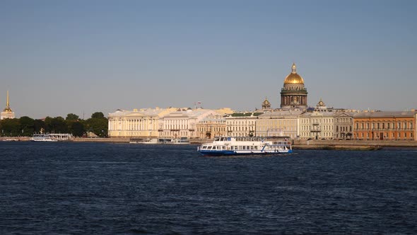 Pleasure Ship Unfolds On The Neva River