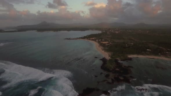 Aerial View of Coast Line of Mauritius Island