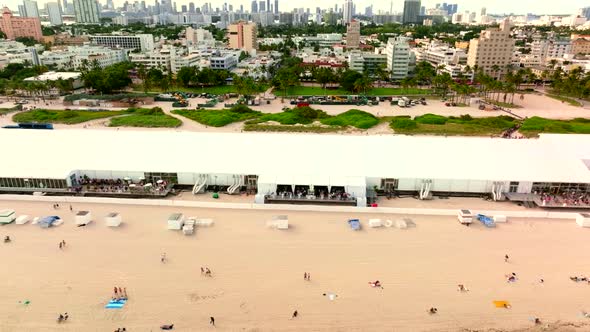 Miami Art Basel on the Beach. 4k 60fps aerial drone footage