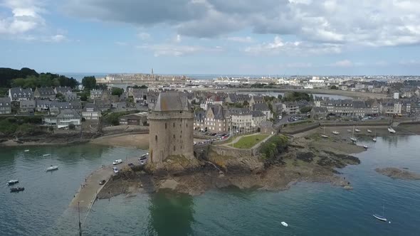 Drone footage of Saint Servant's bastion - Bretagne, France