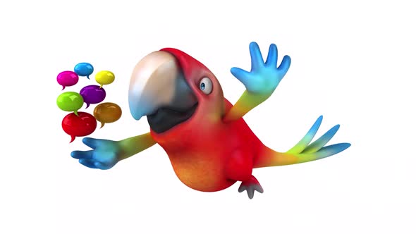 Fun 3D cartoon animation of a Parrot with alpha