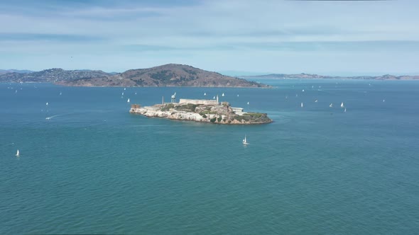 Sailing Regatta Around Alcatraz Island Museum Water Sport San Francisco Bay