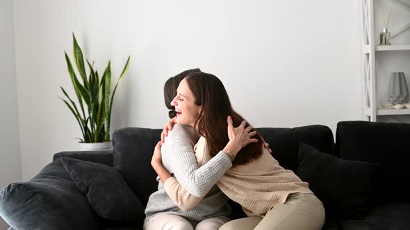 A Senior Mother and an Adult Daughter Spend Time Together