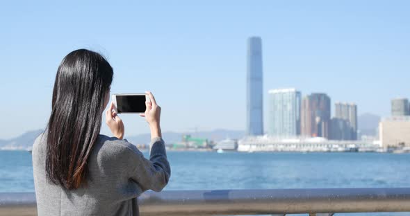 Woman Use of Smart Phone in Hong Kong