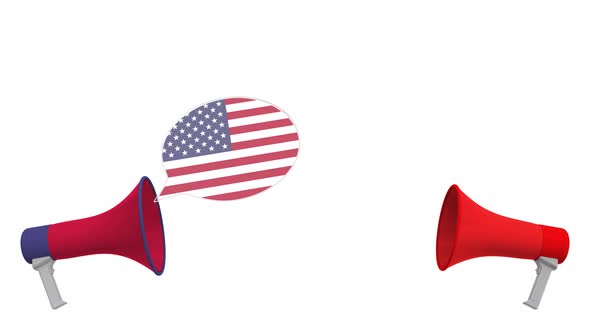 Speech Bubbles with Flags of Canada and the USA