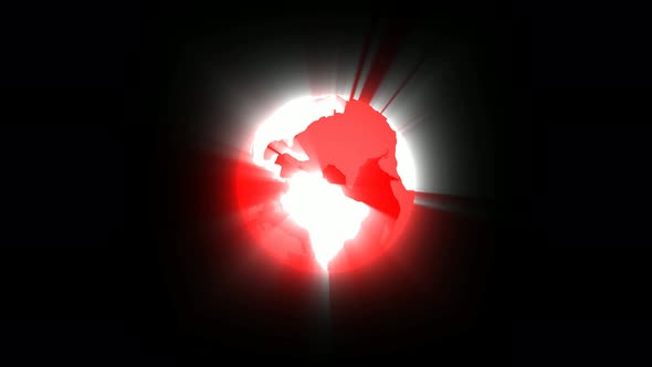 White Red Lighting 3d Planet Animation On Black Background