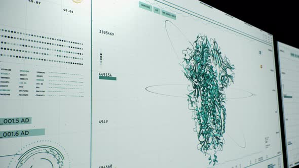 Medical Scientific Interface Displaying Virus Protein Molecule Structure alt
