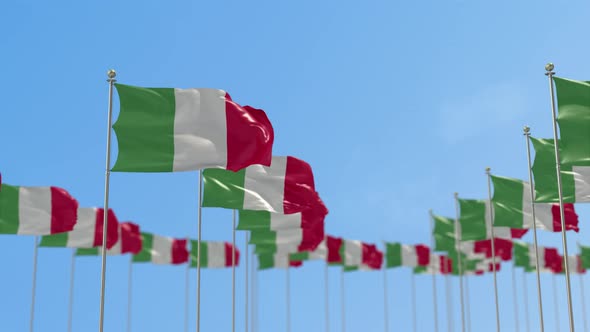 Italy Row Of Flags 3D Animation alt